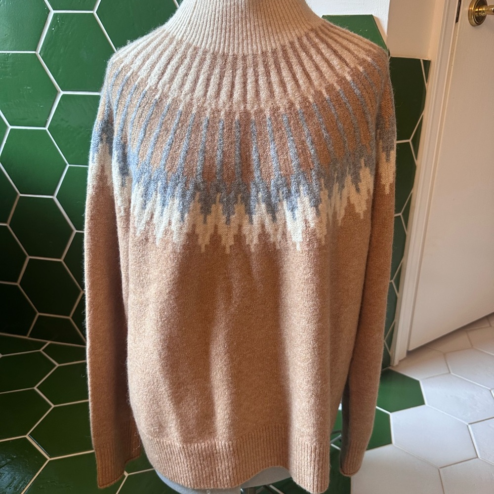 J. Crew Women's Tan and Grey Mockneck Sweater